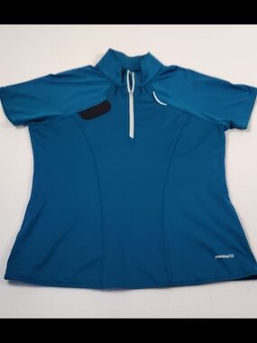 Annika Cutter & Buck Golf Top Womens M Teal Zip Front
